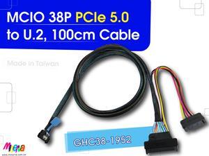 MCIO 38P PCIe 5.0 to U.2(SFF-8639), 100cm Cable