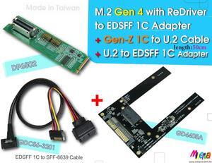 M.2 PCIe 4.0 with ReDriver for EDSFF 1C Adapter & Gen-Z 1C to U.2 Cable, 50cm & U.2 to Gen-Z 1C(EDSFF) Adapter