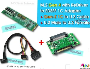 M.2 PCIe 4.0 with ReDriver for EDSFF 1C & Gen-Z 1C to U.2 Cable, 50cm & U.2 Male to U.2 Female M.2 PCIe 4.0 with ReDriver for EDSFF 1C & Gen-Z 1C to U.2 Cable, 50cm & U.2 Male to U.2 Female