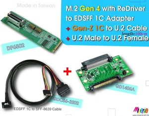 M.2 PCIe 4.0 with ReDriver for EDSFF 1C & Gen-Z 1C to U.2 Cable, 100cm & U.2 Male to U.2 Female M.2 PCIe 4.0 with ReDriver for EDSFF 1C & Gen-Z 1C to U.2 Cable, 100cm & U.2 Male to U.2 Female