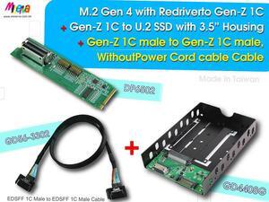 M.2 PCIe Gen 4 with ReDriver to EDSFF 1C & EDSFF 1C Male/PCIe Gen4, without Power Cord Cable, 50cm & Gen-Z 1C PCIe 4.0 to U.2 NVMe SSD with 3.5" Enclosure KIT