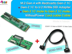 M.2 PCIe Gen 4 with ReDriver to Gen-Z 1C & EDSFF 1C Male without Power Cord Cable, 50cm & Gen-Z 1C to U.2(SFF-8639) NVMe SSD Adapter KIT M.2 PCIe Gen 4 with ReDriver to Gen-Z 1C & EDSFF 1C Male without Power Cord Cable, 50cm & Gen-Z 1C to U.2(SFF-8639) NVMe SSD Adapter KIT