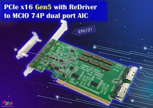 PCIe x16 Gen 5 with ReDriver to MCIO 74P dual port