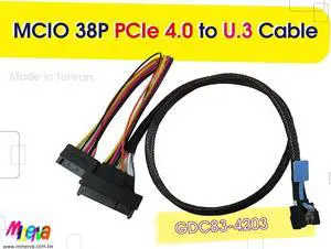 MCIO 38P PCIe 4.0 to U.3(SFF-8639) Cable, 50cm