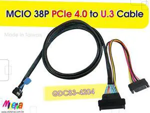 MCIO 38P PCIe 4.0 to U.3 (SFF-8639) Cable, 100cm