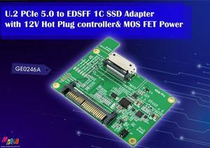 U.2 PCIe 5.0 to EDSFF 1C with 12V Hot Plug controller& MOS FET Power
