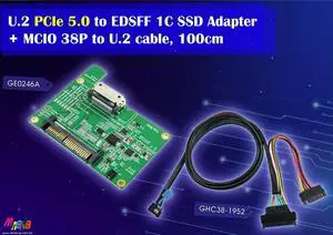 MCIO to U.2, 100cm cable+U.2 to SFF-TA-1002 1C adapter with Hot Plug