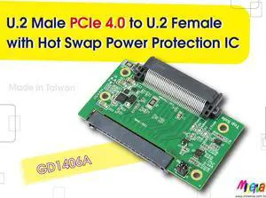 U.2(SFF-8639) Male PCIe Gen 4 to U.2(SFF-8639) Female with Hot Swap Power Protection IC