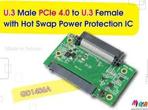 U.3 Male SFF-TA-1001 PCIe Gen 4 to U.2 Female with Hot Plug Power Protection IC