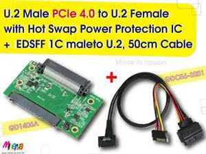 PCIe 4.0 Gen-Z 1C (EDSFF) to U.2 Cable, 50cm & U.2 (SFF-8639) Male PCIe Gen 4 to U.2 Female Adapter KIT