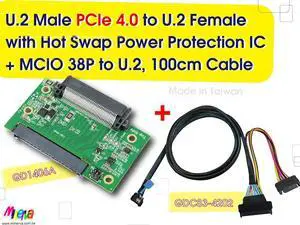 PCIe 4.0 MCIO 38P to U.2 cable, 100cm+U.2 to U.2 adapter