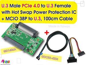 PCIe 4.0 MCIO 38P to U.3 cable, 100cm+U.3 to U.3 adapter