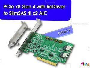 PCIe x8 Gen 4 with ReDriver to SFF-8654 4i dual port PCIe x8 Gen 4 with ReDriver to SFF-8654 4i dual port
