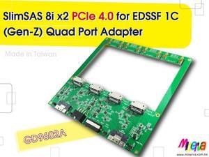 PCIe 4.0 SFF-8654 8i x2  to EDSFF 1C 4-port with +12V Hot Swap Power Controller