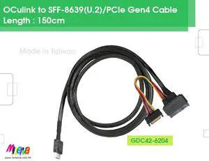 OCulink to SFF-8639(U.2)/PCIe Gen4 Cable, 150cm OCulink to SFF-8639(U.2)/PCIe Gen4 Cable, 150cm