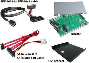 Innocard BU285F-DUKIT SATA Express to M.2 (M-Key) & mSATA SSD Adapter with SATA Express to SATA Dual ports Cable & U.2 to Mini SAS HD Cable