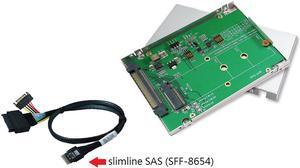 Innocard U.2 (SFF-8639) to M.2 NVMe SSD Enclosure with SMBUS EEPROM + U.2 to Slimline SAS Cable