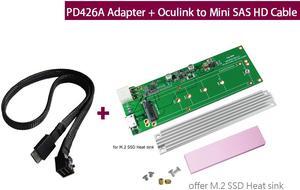 Innocard Oculink (SFf-8612) to M.2 NVMe SSD Adapter with Oculink (SFF-8611) to Mini SAS HD (SFF-8643) Cable