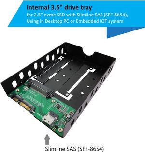 Innocard Internal 3.5" drive tray for 2.5" nvme SSD with Slimline SAS (SFF-8654), Using in Desktop PC or Embedded IOT system