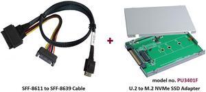 Innocard 2.5" U.2 (SFF-8639) to M.2 NVMe SSD Enclosure with Oculink (SFF-8611) to U.2 (SFF-8639) Cable