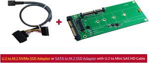 Innocard U.2 (SFF-8639) to M.2 NVMe SSD Adapter or SATA to M.2 SSD Adapter with U.2 to Mini SAS HD Cable