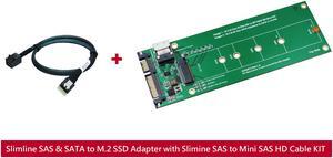 Innocard Slimline SAS & SATA to M.2 SSD Adapter with Slimline SAS to Mini SAS HD Cable