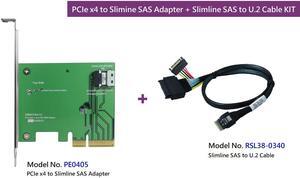 Innocard PCIe x4 to Slimline SAS Adapter with Slimline SAS to U.2 Cable KIT