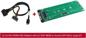 Innocard U.2 (SFF-8639) to M.2 NVMe SSD adapter with U.2 (SFF-8639) to Oculink (SF-8611) Cable KIT