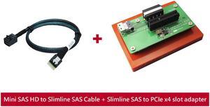 Innocard Slimline SAS (SFF-8654) to PCIe x4 slot adapter with Slimline SAS (SFF-8654) to Mini SAS HD (SFF-8643) Cable KIT