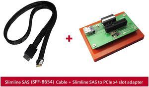 Innocard Slimline SAS (SFF-8654) to PCIe x4 slot Adapter with Slimline SAS to Oculink Cable KIT