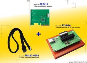 Innocard PCIe x4 to OCulink Adapter & Slimline SAS to OCulink Cable with Slimline SAS to PCIe x4 slot Adapter