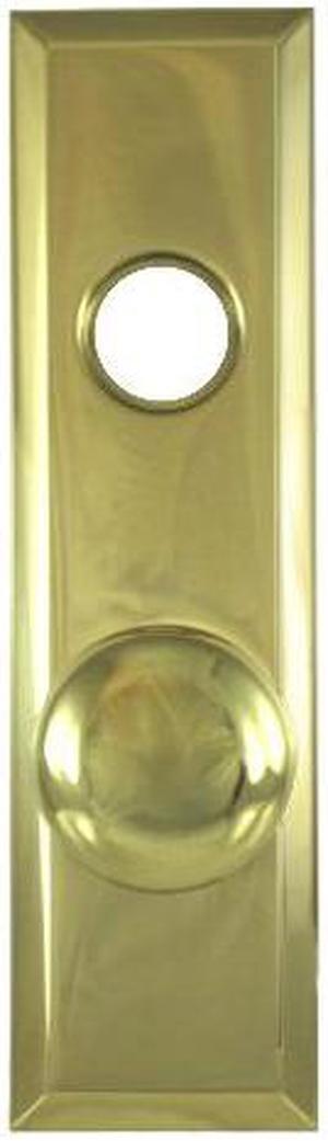 Tuff Stuff, 3021, Escutcheon Plate 2-3/4" X 10" With Solid Brass Door Knob And Cylinder Hole Polished Brass US3, For Marks Thru Bolted Mortise Lock