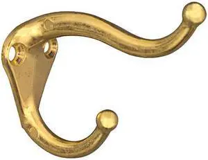 National, N154-575, 2 Pack, Bright Brass Finish, Coat & Hat Hook