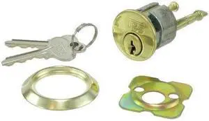 TSS, TSS201523, (Segal 7050 Like), US3 Polished Brass, Solid Brass Replacement 1-1/16" Rim Cylinder Lock, Segal Keyway