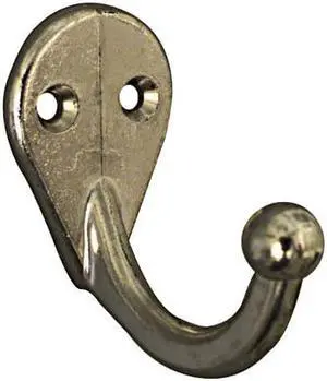 National Nickel Single Cloth Wardrobe Hook, 2 per Card N199190