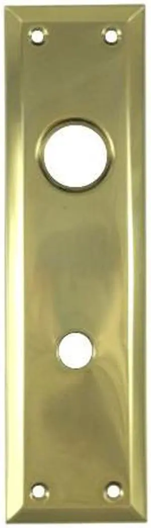 Tuff Stuff, 3022, Polished Brass US3, Escutcheon Plate 2-3/4" X 10" Knob And Cylinder Hole, For Surface Mount Marks Mortise Lock