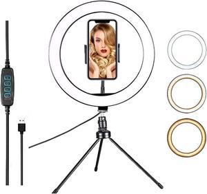 Paddsun 10" Selfie Ring Light Fill Light with Tripod Stand & Cell Phone Holder for Live Stream,Makeup,Photography,Video Recording,Shooting, Desk Makeup LED Ring Light