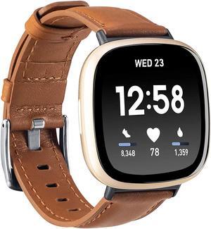 Bands Compatible With Fitbit Sense/ Fitbit Versa 3, Soft Replacement Band For Women And Men, Wristband Strap Accessories For Versa 3/ Versa Sense Smartwatch-Brown