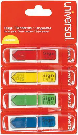 Universal UNV99011 Deluxe Message Arrow Flags, "Sign Here", Assorted Colors, 120/Pack Universal UNV99011 Deluxe Message Arrow Flags, "Sign Here", Assorted Colors, 120/Pack