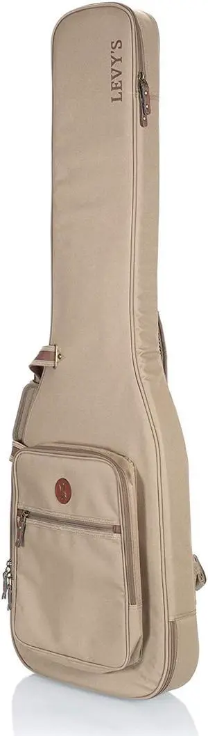 Deluxe Gig Bag For Bass Guitars With Padded Backpack Straps And Large Exterior Pocket; Tan (Lvybassgb200)