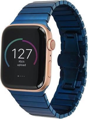 Compatible With Apple Watch Straps, Business Solid Stainless Steel Butterfly Buckle One Bead Metal Strap To Replace Iwatch, Suitable For Apple Watch Series 7/6/5/4/3/2/1/Se 42Mm/44Mm 38Mm/42Mm B