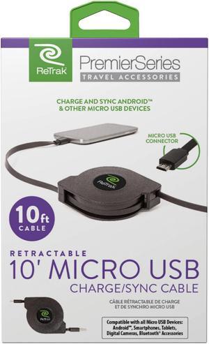 Retrak ETPRM510 Retractable 10-foot Micro USB Charge And Sync Cable