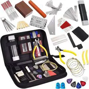 Zell 77 Pcs Guitar Maintenance Kit Repair Tool Setup With Carry Bag Large For Acoustic Guitar Electric Guitar Ukulele Bass Banjo, String Instrument Zell 77 Pcs Guitar Maintenance Kit Repair Tool Setup With Carry Bag Large For Acoustic Guitar Electric Guitar Ukulele Bass Banjo, String Instrument