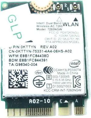 Dell KTTYN WLAN WiFi 802.11AC Bluetooth 4.0 Wireless Card 7260NGW Latitude 3340 Precision M3800 XPS