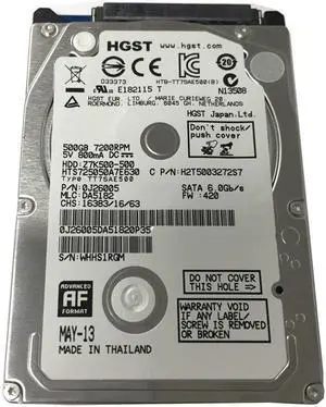 OEM HGST 500GB 32MB Cache 7200RPM SATA III 6.0Gb/s 2.5" Laptop / Macbook Hard Drive