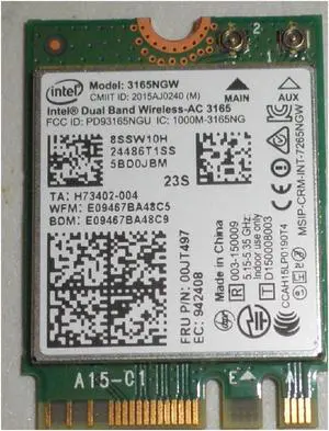 Lenovo Genuine Intel 00jt497 3165NGW AC 3165 Wireless N Mini Wifi Bluetooth BT 4.0 Card