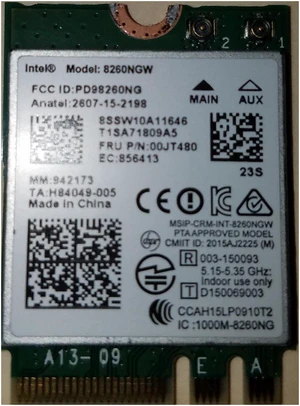 Genuine Intel Dual Band Wireless M.2 Card 8260NGW 802.11ac Wi-Fi+Bluetooth NGFF 867Mbps Genuine Intel Dual Band Wireless M.2 Card 8260NGW 802.11ac Wi-Fi+Bluetooth NGFF 867Mbps