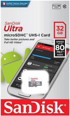 SanDisk 32GB microSD Ultra 80MB/s C10 microSDHC SD SDHC 32G SDSQUNS-032G *sliver