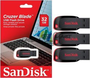 Lot Of 3 Sandisk CRUZER BLADE 32GB SDCZ50 USB 2.0 Flash Drive 32 GB NEW Micro