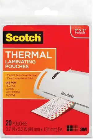 Scotch Thermal Laminating Pouches, 3.7 x 5.2Inches, 20Pouches (TP590220)